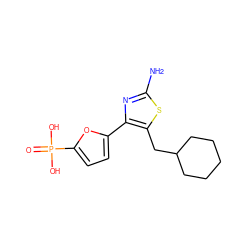 Nc1nc(-c2ccc(P(=O)(O)O)o2)c(CC2CCCCC2)s1 ZINC000066104652