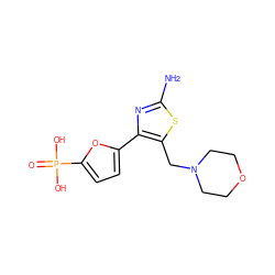 Nc1nc(-c2ccc(P(=O)(O)O)o2)c(CN2CCOCC2)s1 ZINC000066104656