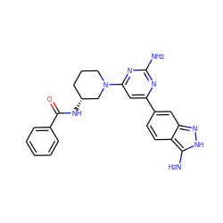 Nc1nc(-c2ccc3c(N)[nH]nc3c2)cc(N2CCC[C@@H](NC(=O)c3ccccc3)C2)n1 ZINC000071318094