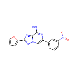 Nc1nc(-c2cccc([N+](=O)[O-])c2)cn2nc(-c3ccco3)nc12 ZINC000028525562