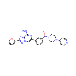 Nc1nc(-c2cccc(C(=O)N3CCN(c4ccncc4)CC3)c2)cn2nc(-c3ccco3)nc12 ZINC000028526394