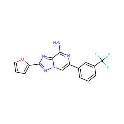 Nc1nc(-c2cccc(C(F)(F)F)c2)cn2nc(-c3ccco3)nc12 ZINC000028526635