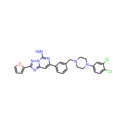 Nc1nc(-c2cccc(CN3CCN(c4ccc(Cl)c(Cl)c4)CC3)c2)cc2nc(-c3ccco3)nn12 ZINC000095606423