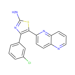 Nc1nc(-c2cccc(Cl)c2)c(-c2ccc3ncccc3n2)s1 ZINC000013582004