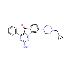 Nc1nc(-c2ccccc2)c2c(n1)-c1cc(N3CCN(CC4CC4)CC3)ccc1C2=O ZINC000049072897