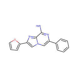 Nc1nc(-c2ccccc2)cn2cc(-c3ccco3)nc12 ZINC001772599705