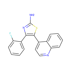 Nc1nc(-c2ccccc2F)c(-c2ccnc3ccccc23)s1 ZINC000013581978