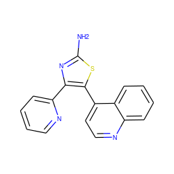 Nc1nc(-c2ccccn2)c(-c2ccnc3ccccc23)s1 ZINC000000009338