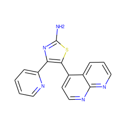 Nc1nc(-c2ccccn2)c(-c2ccnc3ncccc23)s1 ZINC000013581993