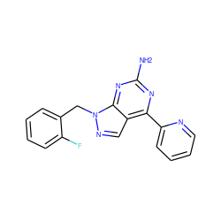 Nc1nc(-c2ccccn2)c2cnn(Cc3ccccc3F)c2n1 ZINC000029046404