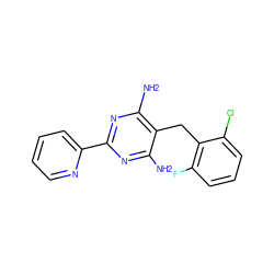 Nc1nc(-c2ccccn2)nc(N)c1Cc1c(F)cccc1Cl ZINC000002559817