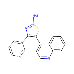 Nc1nc(-c2cccnc2)c(-c2ccnc3ccccc23)s1 ZINC000013581975