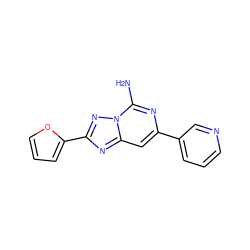 Nc1nc(-c2cccnc2)cc2nc(-c3ccco3)nn12 ZINC000028108245