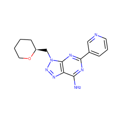 Nc1nc(-c2cccnc2)nc2c1nnn2C[C@@H]1CCCCO1 ZINC000084729743