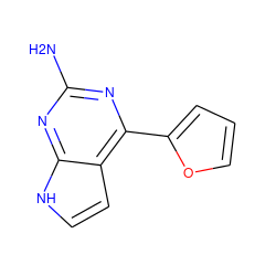 Nc1nc(-c2ccco2)c2cc[nH]c2n1 ZINC000000003636