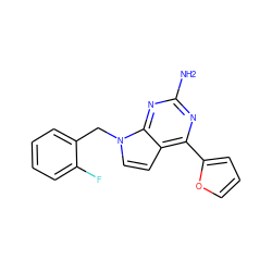 Nc1nc(-c2ccco2)c2ccn(Cc3ccccc3F)c2n1 ZINC000000003634