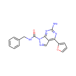 Nc1nc(-c2ccco2)c2cnn(C(=O)NCc3ccccc3)c2n1 ZINC000029047104