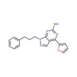 Nc1nc(-c2ccco2)c2cnn(CCCc3ccccc3)c2n1 ZINC000000003605