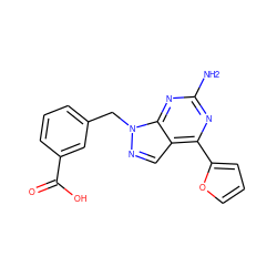 Nc1nc(-c2ccco2)c2cnn(Cc3cccc(C(=O)O)c3)c2n1 ZINC000029046651