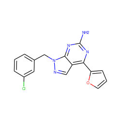 Nc1nc(-c2ccco2)c2cnn(Cc3cccc(Cl)c3)c2n1 ZINC000029046928