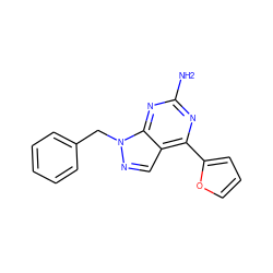 Nc1nc(-c2ccco2)c2cnn(Cc3ccccc3)c2n1 ZINC000029047248