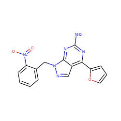 Nc1nc(-c2ccco2)c2cnn(Cc3ccccc3[N+](=O)[O-])c2n1 ZINC000029046780