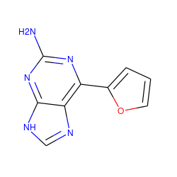 Nc1nc(-c2ccco2)c2nc[nH]c2n1 ZINC000029046264