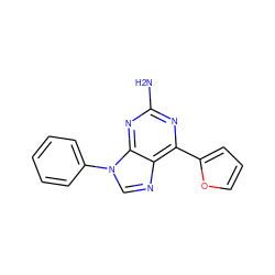 Nc1nc(-c2ccco2)c2ncn(-c3ccccc3)c2n1 ZINC000028524556