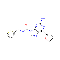 Nc1nc(-c2ccco2)c2ncn(C(=O)NCc3cccs3)c2n1 ZINC000029047748