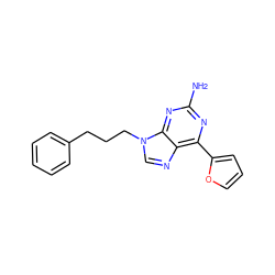 Nc1nc(-c2ccco2)c2ncn(CCCc3ccccc3)c2n1 ZINC000028523787