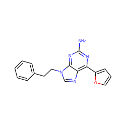 Nc1nc(-c2ccco2)c2ncn(CCc3ccccc3)c2n1 ZINC000028523098