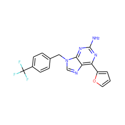 Nc1nc(-c2ccco2)c2ncn(Cc3ccc(C(F)(F)F)cc3)c2n1 ZINC000028523195