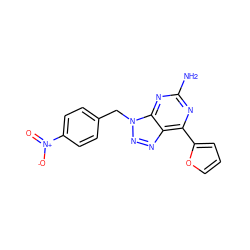 Nc1nc(-c2ccco2)c2nnn(Cc3ccc([N+](=O)[O-])cc3)c2n1 ZINC000040379276