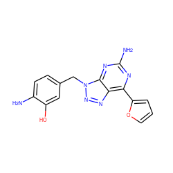 Nc1nc(-c2ccco2)c2nnn(Cc3ccc(N)c(O)c3)c2n1 ZINC000040863349