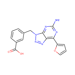 Nc1nc(-c2ccco2)c2nnn(Cc3cccc(C(=O)O)c3)c2n1 ZINC000040873834