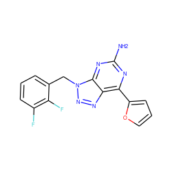 Nc1nc(-c2ccco2)c2nnn(Cc3cccc(F)c3F)c2n1 ZINC000040891512