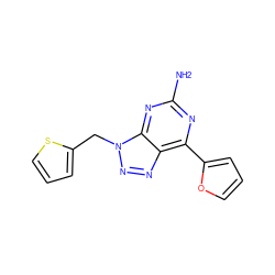 Nc1nc(-c2ccco2)c2nnn(Cc3cccs3)c2n1 ZINC000040863158