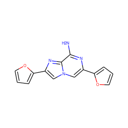 Nc1nc(-c2ccco2)cn2cc(-c3ccco3)nc12 ZINC001772596687