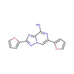 Nc1nc(-c2ccco2)cn2nc(-c3ccco3)nc12 ZINC000028523267