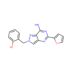 Nc1nc(-c2ccco2)nc2cn(Cc3ccccc3O)nc12 ZINC000653846529