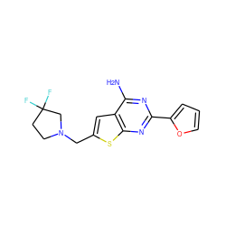 Nc1nc(-c2ccco2)nc2sc(CN3CCC(F)(F)C3)cc12 ZINC000118600371