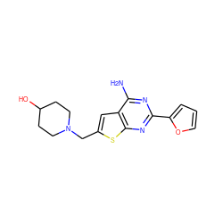 Nc1nc(-c2ccco2)nc2sc(CN3CCC(O)CC3)cc12 ZINC000118595912