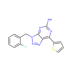 Nc1nc(-c2cccs2)c2nnn(Cc3ccccc3F)c2n1 ZINC000034005381