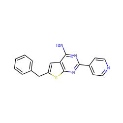 Nc1nc(-c2ccncc2)nc2sc(Cc3ccccc3)cc12 ZINC000096907793