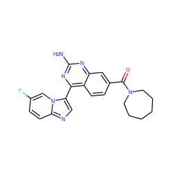 Nc1nc(-c2cnc3ccc(F)cn23)c2ccc(C(=O)N3CCCCCC3)cc2n1 ZINC000115950978