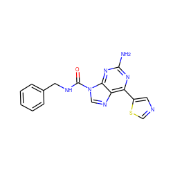 Nc1nc(-c2cncs2)c2ncn(C(=O)NCc3ccccc3)c2n1 ZINC000029047466