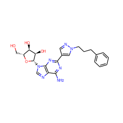 Nc1nc(-c2cnn(CCCc3ccccc3)c2)nc2c1ncn2[C@@H]1O[C@H](CO)[C@@H](O)[C@H]1O ZINC000013818978