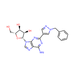 Nc1nc(-c2cnn(Cc3ccccc3)c2)nc2c1ncn2[C@@H]1O[C@H](CO)[C@@H](O)[C@H]1O ZINC000013818973