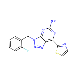 Nc1nc(-c2nccs2)c2nnn(Cc3ccccc3F)c2n1 ZINC000033993508