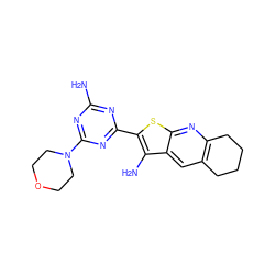 Nc1nc(-c2sc3nc4c(cc3c2N)CCCC4)nc(N2CCOCC2)n1 ZINC000001424157